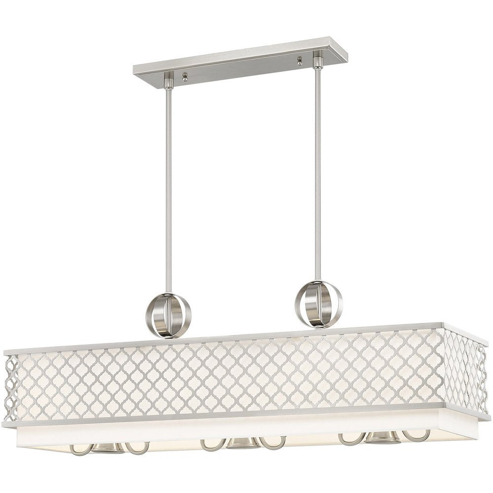 Nickel Nine Light Metal Dimmable Chandelier With Shades HomeRoots