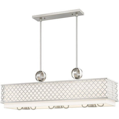 Nickel Nine Light Metal Dimmable Chandelier With Shades HomeRoots