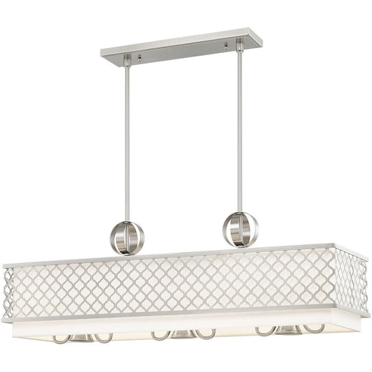 Nickel Nine Light Metal Dimmable Chandelier With Shades HomeRoots