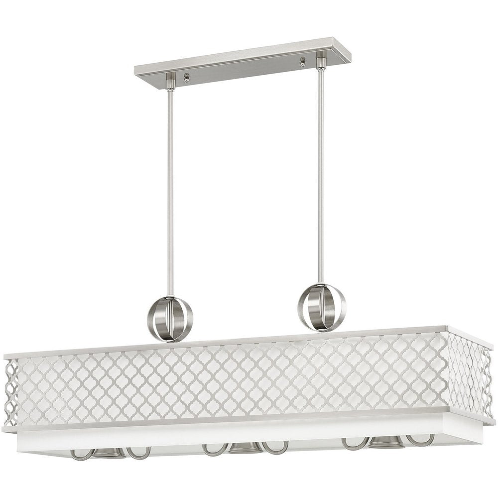Nickel Nine Light Metal Dimmable Chandelier With Shades HomeRoots