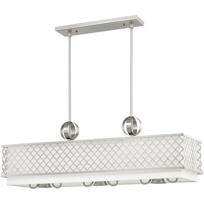 Nickel Nine Light Metal Dimmable Chandelier With Shades HomeRoots