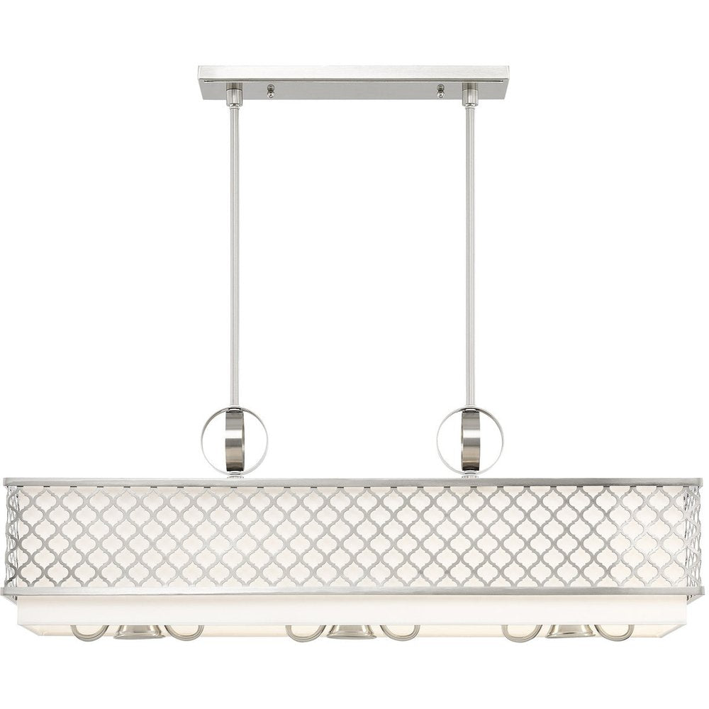 Nickel Nine Light Metal Dimmable Chandelier With Shades HomeRoots