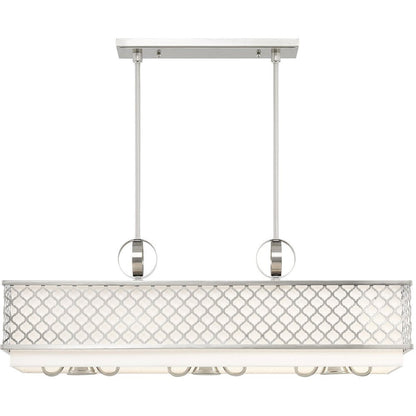 Nickel Nine Light Metal Dimmable Chandelier With Shades HomeRoots