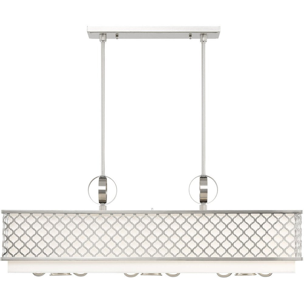 Nickel Nine Light Metal Dimmable Chandelier With Shades HomeRoots