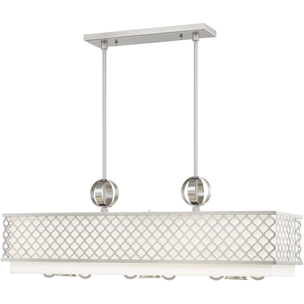 Nickel Nine Light Metal Dimmable Chandelier With Shades HomeRoots
