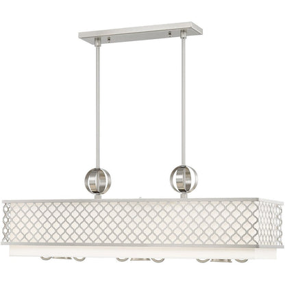 Nickel Nine Light Metal Dimmable Chandelier With Shades HomeRoots
