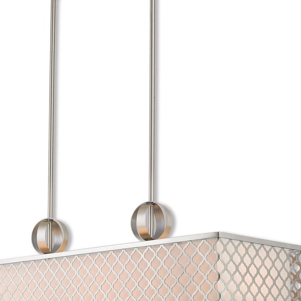 Nickel Nine Light Metal Dimmable Chandelier With Shades HomeRoots