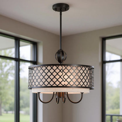 Bronze Five Light Metal Dimmable Chandelier With Shades HomeRoots