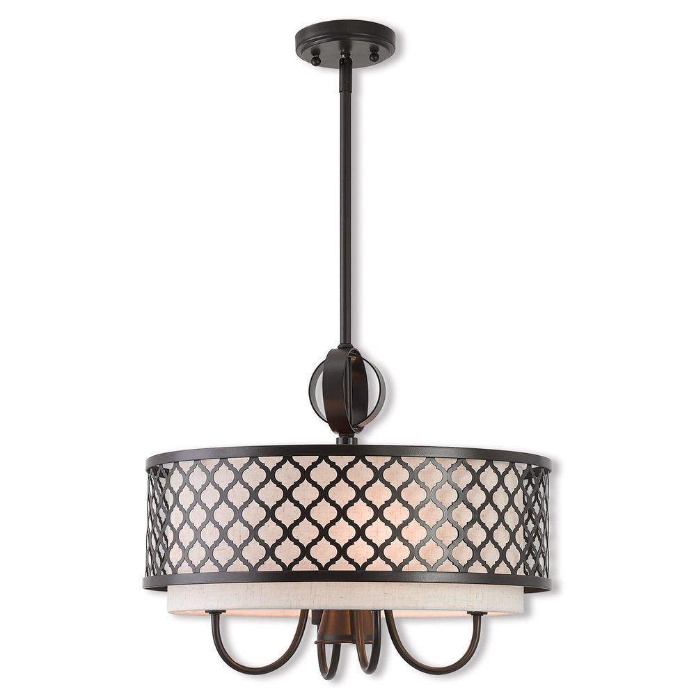 Bronze Five Light Metal Dimmable Chandelier With Shades HomeRoots