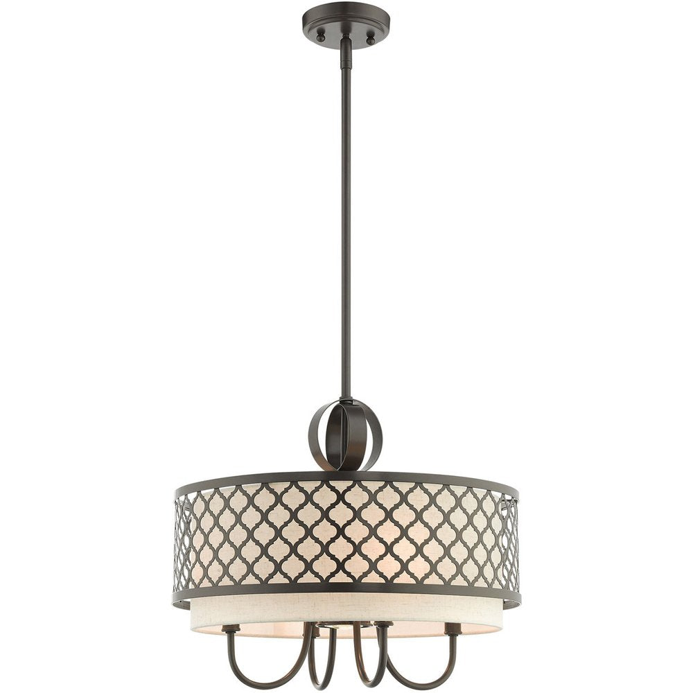 Bronze Five Light Metal Dimmable Chandelier With Shades HomeRoots