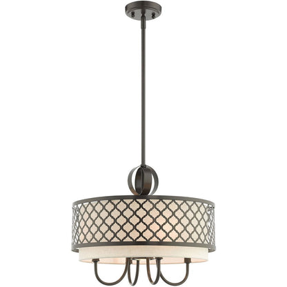 Bronze Five Light Metal Dimmable Chandelier With Shades HomeRoots