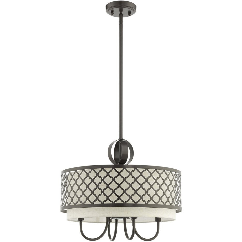 Bronze Five Light Metal Dimmable Chandelier With Shades HomeRoots