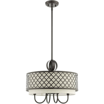 Bronze Five Light Metal Dimmable Chandelier With Shades HomeRoots