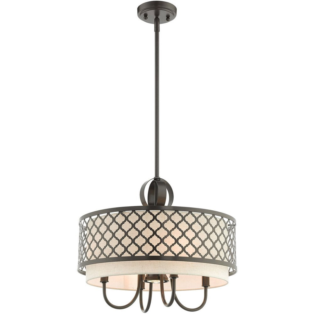 Bronze Five Light Metal Dimmable Chandelier With Shades HomeRoots