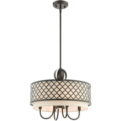 Bronze Five Light Metal Dimmable Chandelier With Shades HomeRoots