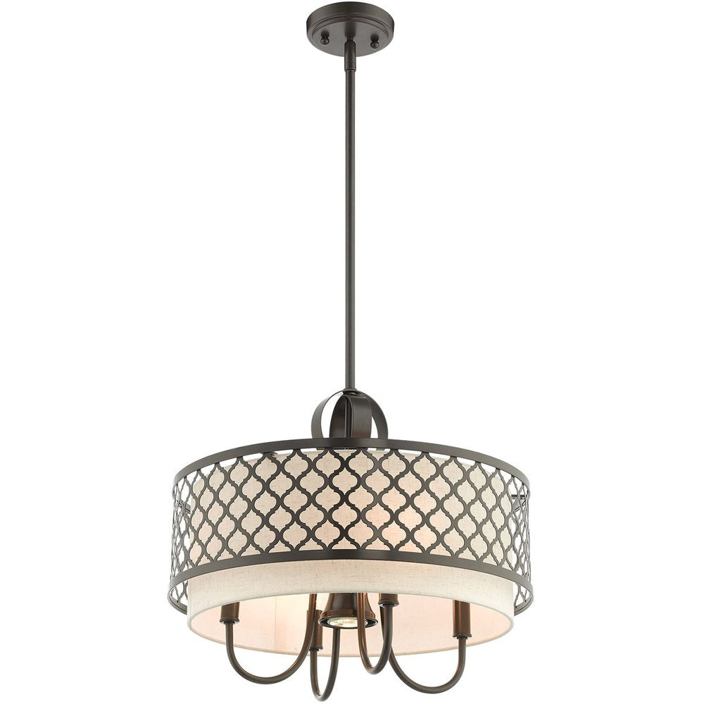 Bronze Five Light Metal Dimmable Chandelier With Shades HomeRoots