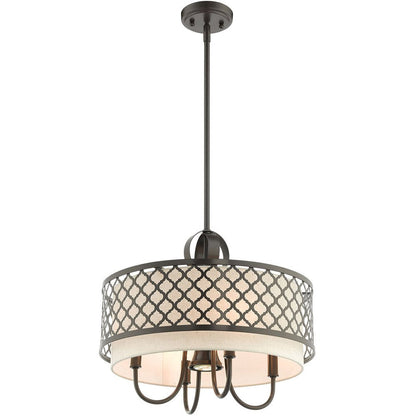 Bronze Five Light Metal Dimmable Chandelier With Shades HomeRoots