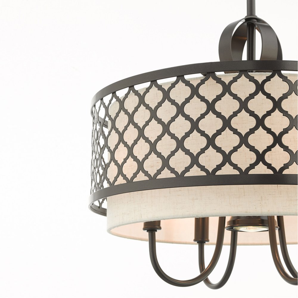 Bronze Five Light Metal Dimmable Chandelier With Shades HomeRoots