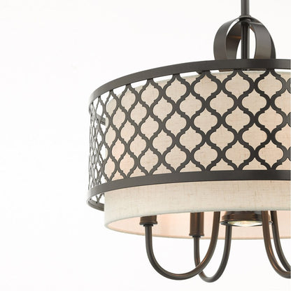 Bronze Five Light Metal Dimmable Chandelier With Shades HomeRoots
