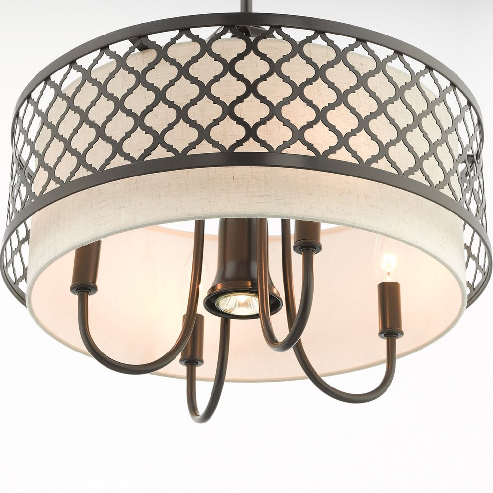 Bronze Five Light Metal Dimmable Chandelier With Shades HomeRoots