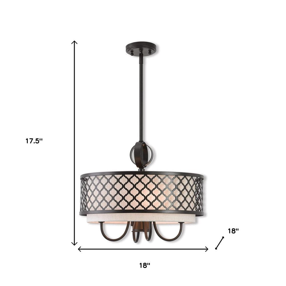 Bronze Five Light Metal Dimmable Chandelier With Shades HomeRoots