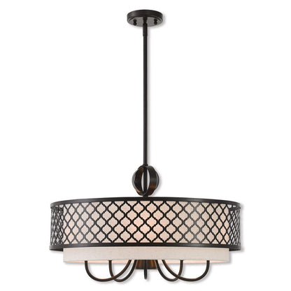 Bronze Six Light Metal Dimmable Chandelier With Shades HomeRoots