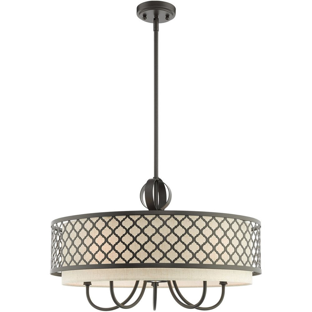Bronze Six Light Metal Dimmable Chandelier With Shades HomeRoots