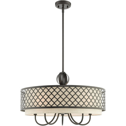 Bronze Six Light Metal Dimmable Chandelier With Shades HomeRoots