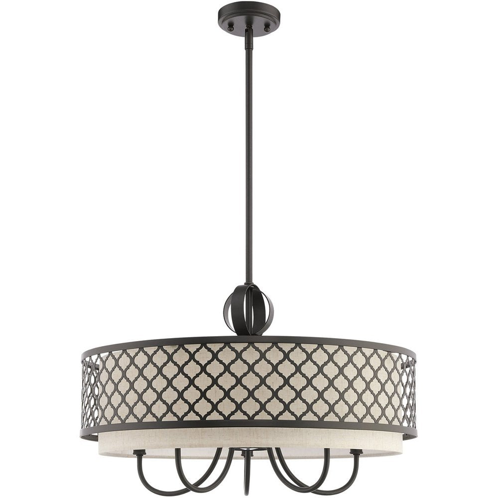 Bronze Six Light Metal Dimmable Chandelier With Shades HomeRoots
