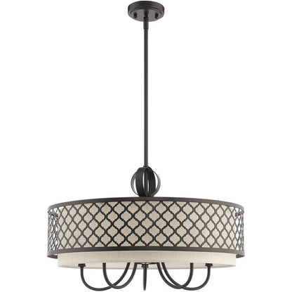 Bronze Six Light Metal Dimmable Chandelier With Shades HomeRoots