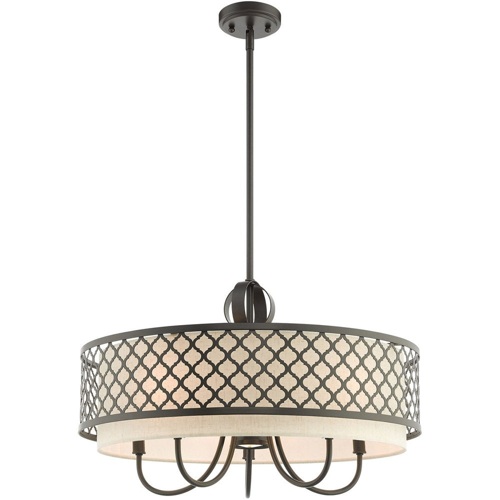 Bronze Six Light Metal Dimmable Chandelier With Shades HomeRoots
