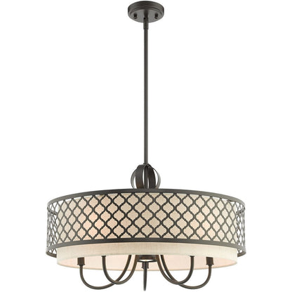 Bronze Six Light Metal Dimmable Chandelier With Shades HomeRoots