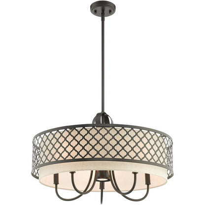 Bronze Six Light Metal Dimmable Chandelier With Shades HomeRoots