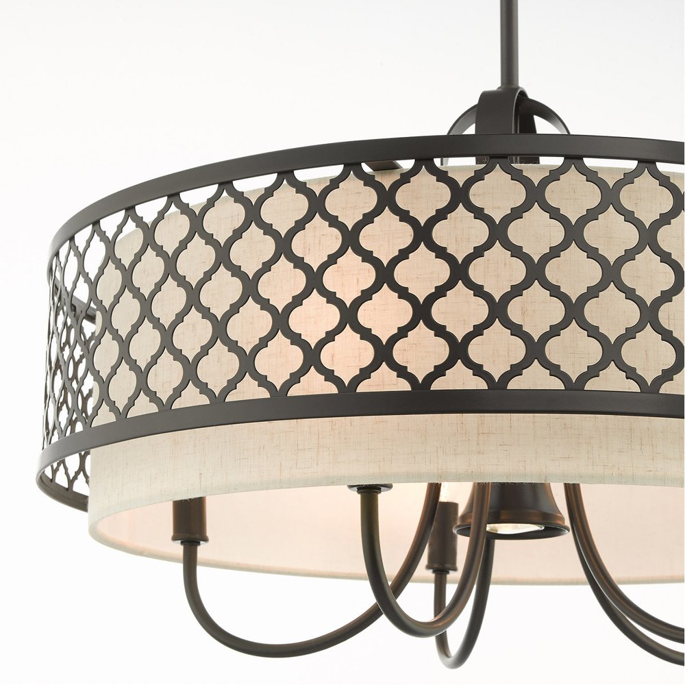 Bronze Six Light Metal Dimmable Chandelier With Shades HomeRoots