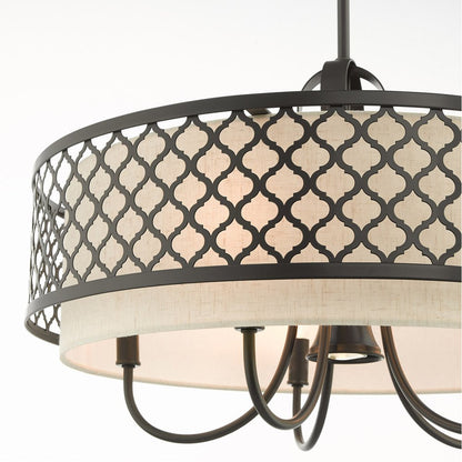 Bronze Six Light Metal Dimmable Chandelier With Shades HomeRoots