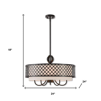 Bronze Six Light Metal Dimmable Chandelier With Shades HomeRoots