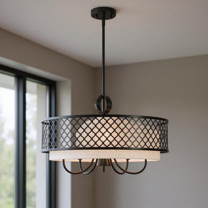 Bronze Six Light Metal Dimmable Chandelier With Shades HomeRoots