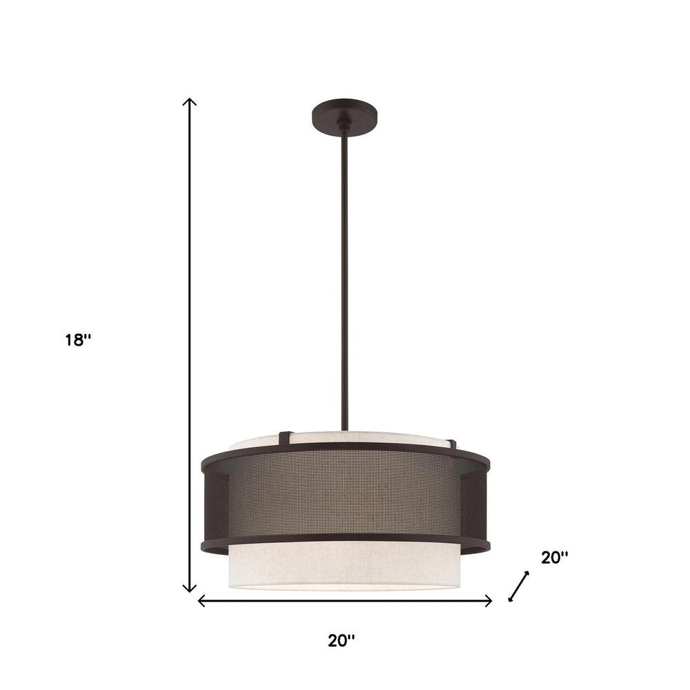 Bronze Four Light Metal Dimmable Chandelier With Shades HomeRoots