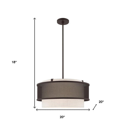 Bronze Four Light Metal Dimmable Chandelier With Shades HomeRoots