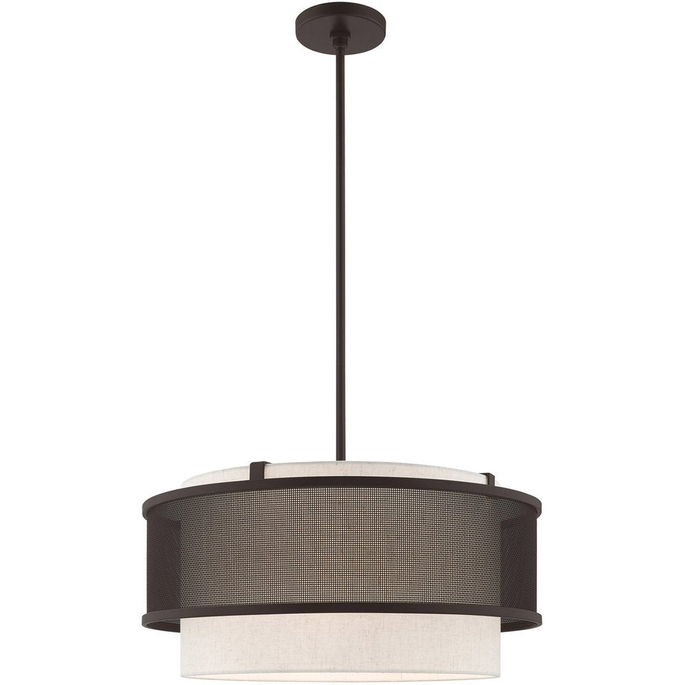 Bronze Four Light Metal Dimmable Chandelier With Shades HomeRoots