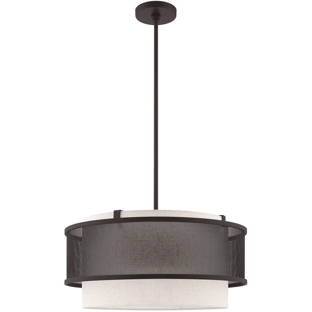 Bronze Four Light Metal Dimmable Chandelier With Shades HomeRoots