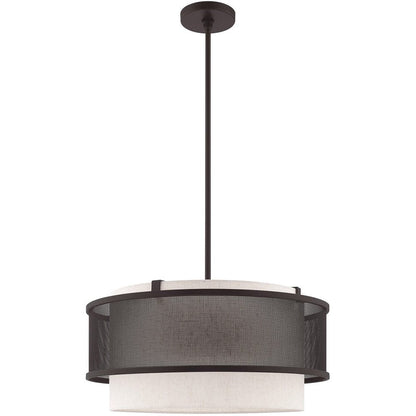 Bronze Four Light Metal Dimmable Chandelier With Shades HomeRoots