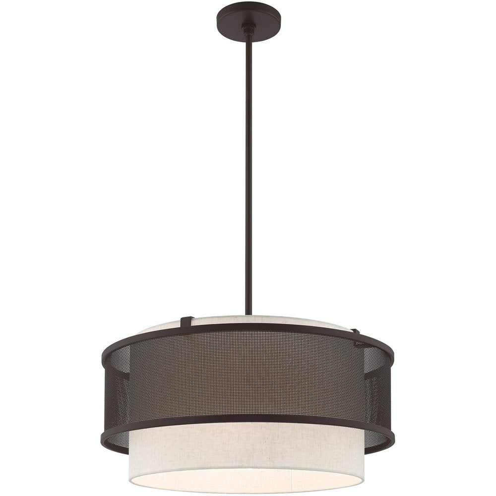 Bronze Four Light Metal Dimmable Chandelier With Shades HomeRoots