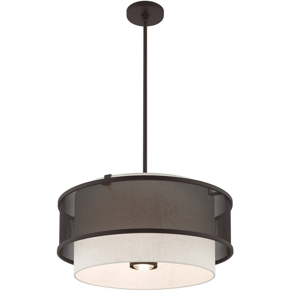 Bronze Four Light Metal Dimmable Chandelier With Shades HomeRoots