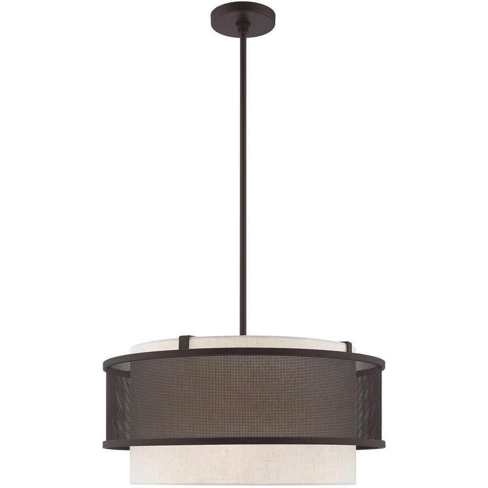Bronze Four Light Metal Dimmable Chandelier With Shades HomeRoots