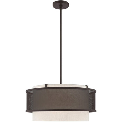Bronze Four Light Metal Dimmable Chandelier With Shades HomeRoots