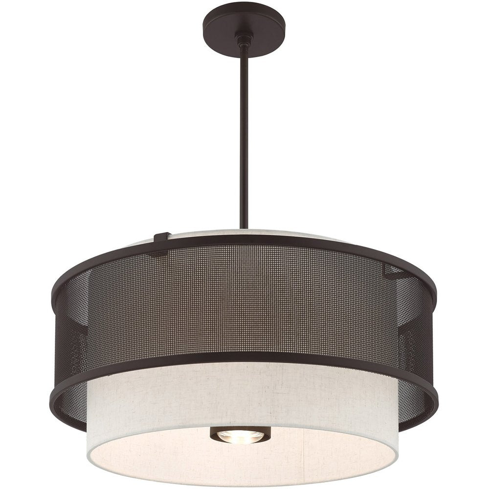 Bronze Four Light Metal Dimmable Chandelier With Shades HomeRoots
