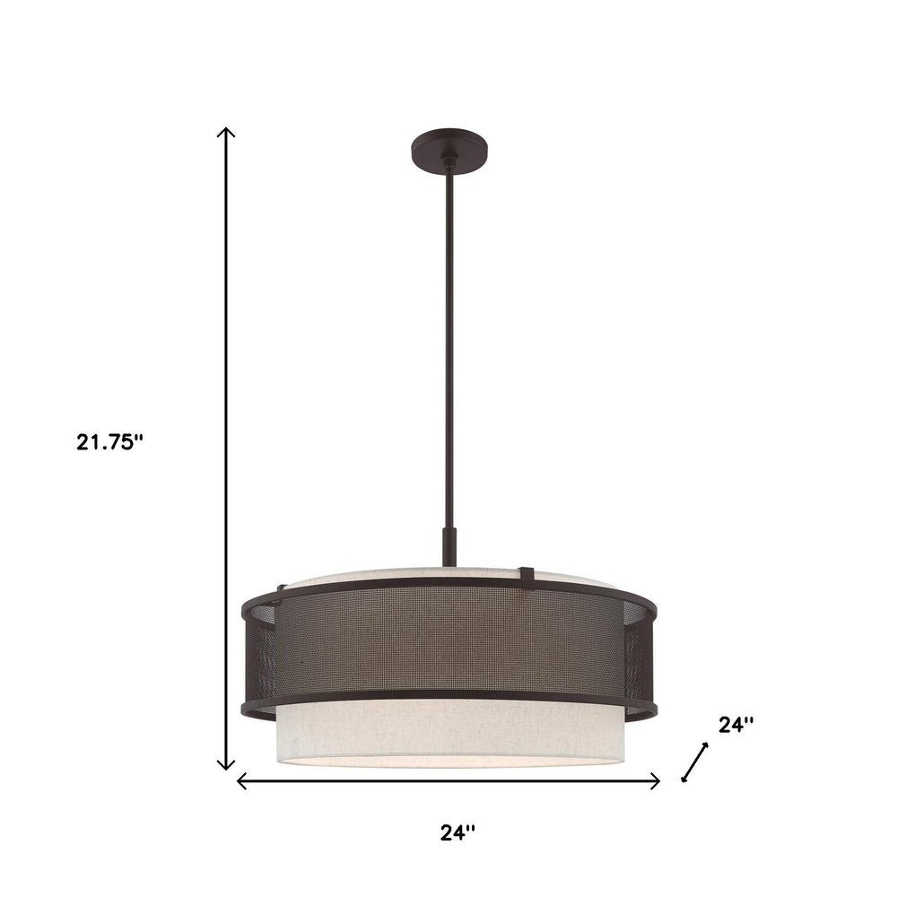 Bronze Four Light Metal Dimmable Chandelier With Shades HomeRoots