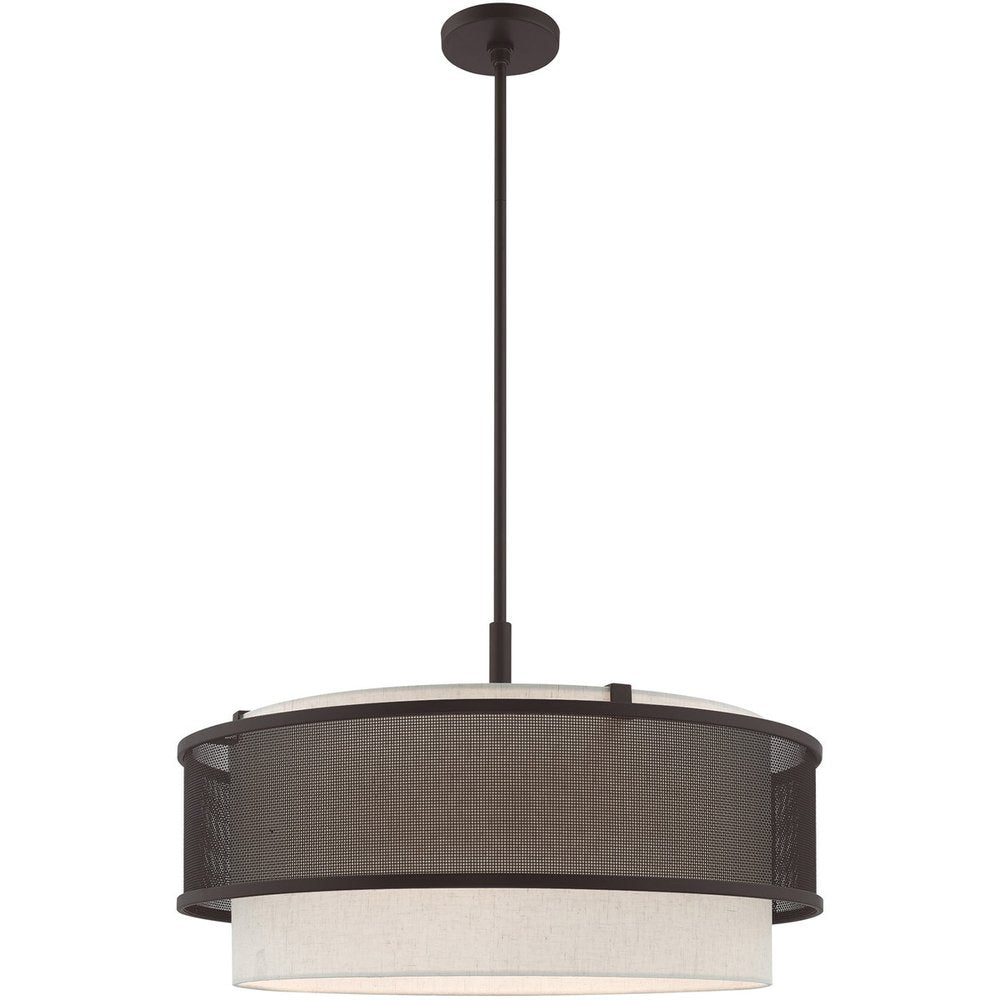 Bronze Four Light Metal Dimmable Chandelier With Shades HomeRoots