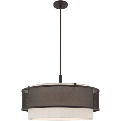 Bronze Four Light Metal Dimmable Chandelier With Shades HomeRoots